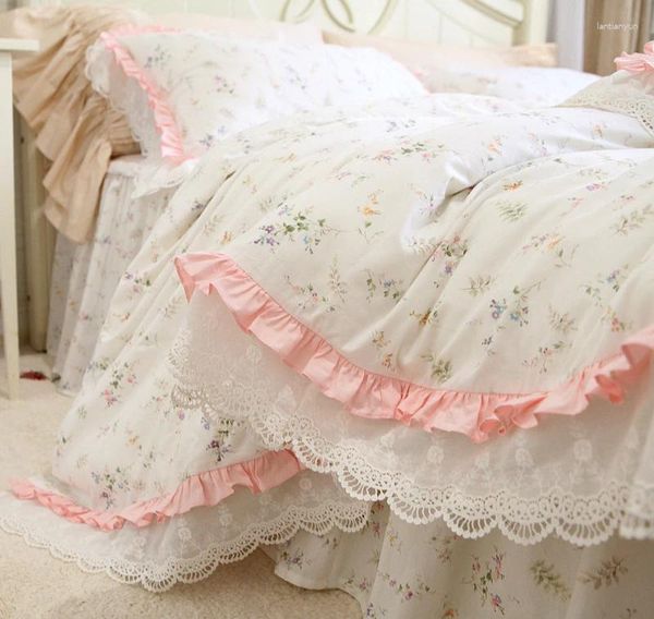 Bedding Sets Flowers Imprimindo Campa de Bedmos de Duveta Conjunto de Trepa Romântica Laca Plaudida Roda Cama Princesa Luxúria Algodão