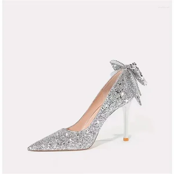 Scarpe eleganti da donna con tacchi alti francesi paillettes a farfalla cristallo sposa da donna single