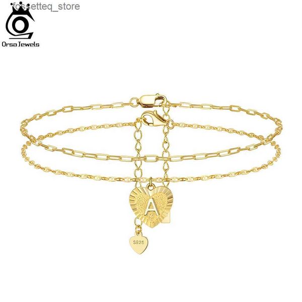 Неклеты Orsa Jewels Начальная лодыжка для женщин 14 тыс. Золотая стерлинговая серебряная.