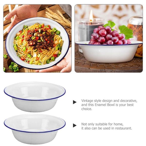 Geschirrsets Salat Mixing Basin Vintage Emaeled Bowl Haushalt Emailware Küchensuppenhalter Gemüse Teigschalen