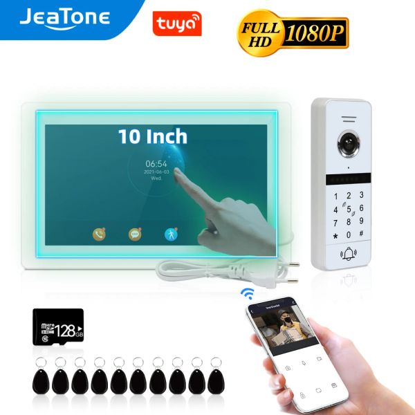 Intercomo Jeatone 10inch 1080p WiFi Video Intercom for Home /Touch Screen /Tuya Smart Wireless /Doorphone com RFID, senha desbloqueio