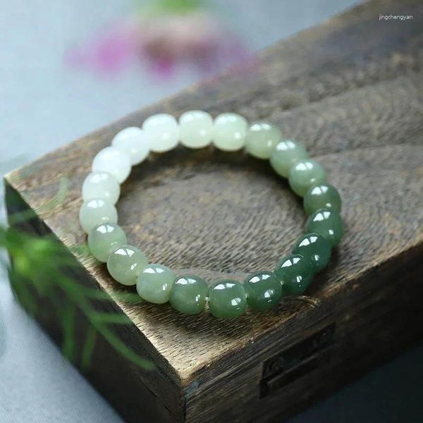 Strand Natural Hetian Jade Браслет градиент цветные бусины мода свежие ювелирные украшения мужские и женские подарки в одиночном круге