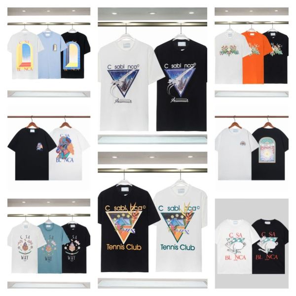 Tasarımcı Tişört Kazabaş Gömlek Erkek Tişörtleri Tasarımcı Tees Gökkuşağı Mantar Mektubu Baskı Kısa Kollu Üstler Pamuk Gevşek Erkekler Casa Blanca Kadın Gömlek Lüks T Shirt