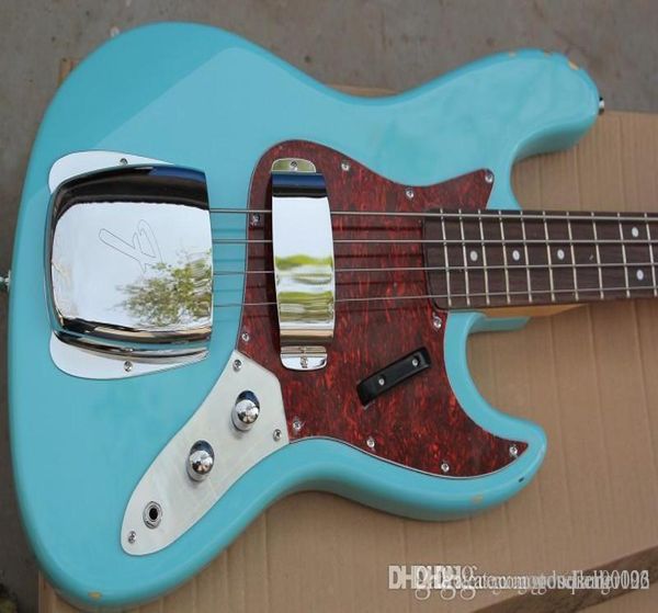 Corpo personalizado de alta qualidade Corpo de mogno 4 String FD Signature Sky Blue Jazz Bass Guitar1589818