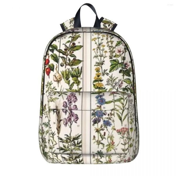 Mochila Adolphe Millot - Plantas Medicinales B Francês Vintage Poster Student School Bag Laptop Rucksack Travel Bookbag