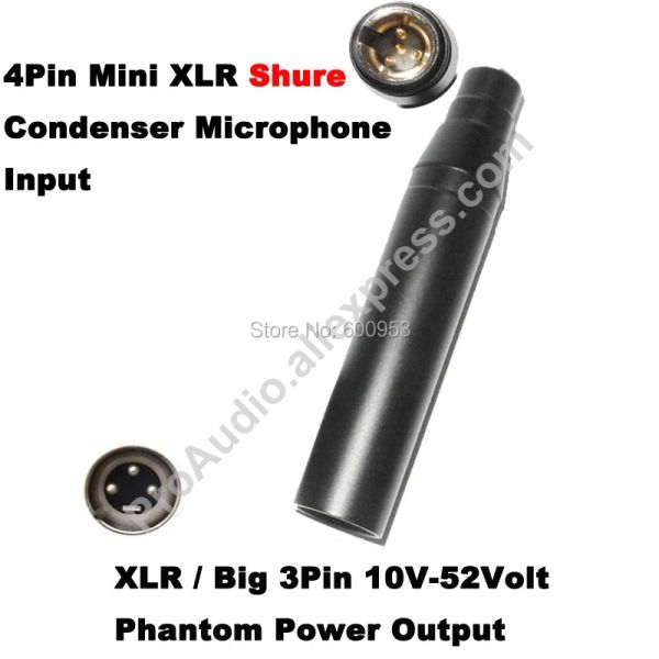 Microfoni Spedizione gratuita di alta qualità TA4F 4pin mini xlr a 3pin maschio xlr per shure condenser microfono fantasma potenza 48v adattatore