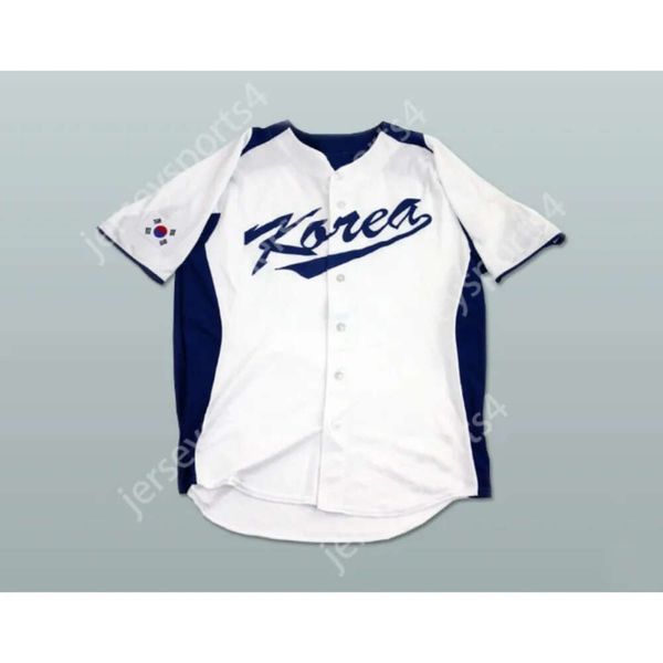 Gdsir Shin Soo Choo 5 South Corea Baseball Jersey White and Blue Ed