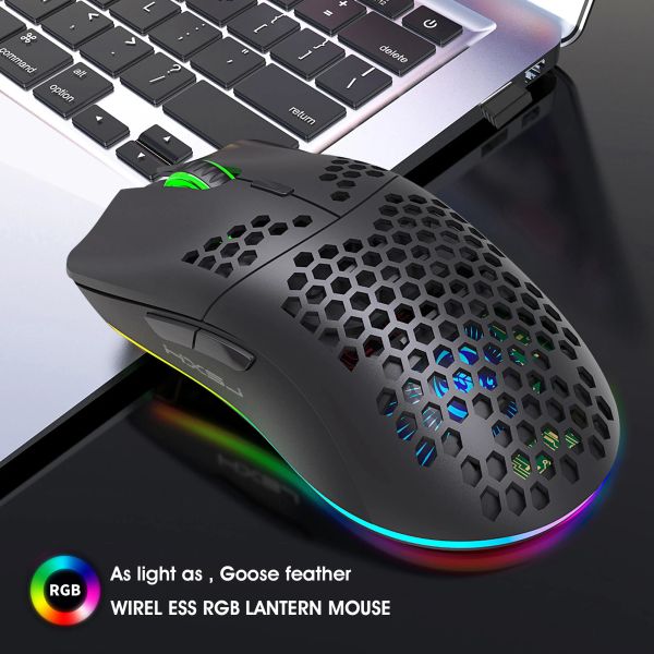 Hinges HXSJ Mouse de jogos sem fio RGB Ultra Luminous Ultra Light USB 2.4g Celular 3600dpi para Office Computers Notebook Camundongos laptop