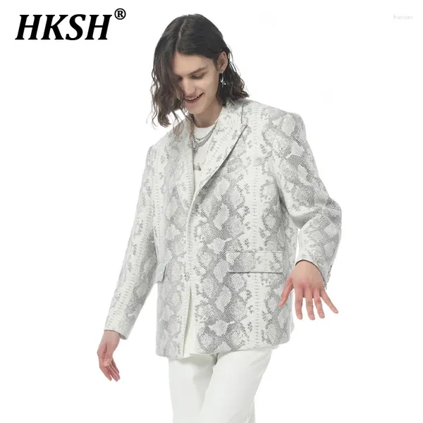 Herrenanzüge HKSH Spring Tide Punk Avantgarde Mode Schlange gemustert Leder Blazer Nische Design High Sense Mantel HK0840