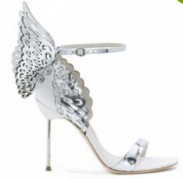 Sophia Webster Evangeline Angel Wing Sandal Plus de couro genuíno Bombas de casamento Rosa Sapatos Glitter Women Butterfly Sandals Shoes9314091