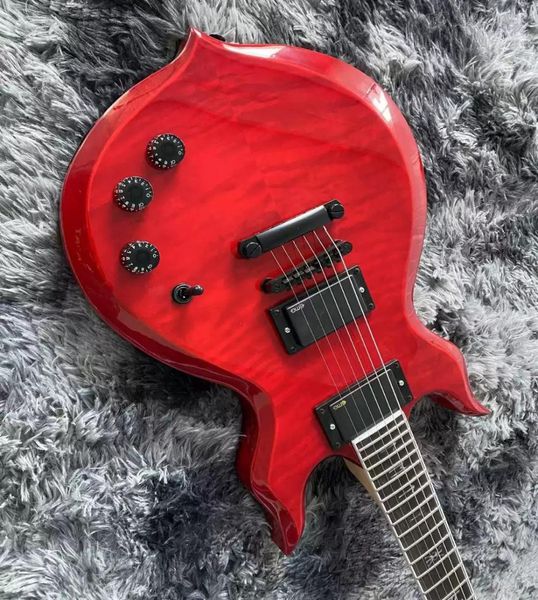 Red Special Design Guitar Guitar uma chama Maple Top Fingerboard de Backboard INLAYS PALAVRAS BLACK Hardware8074975