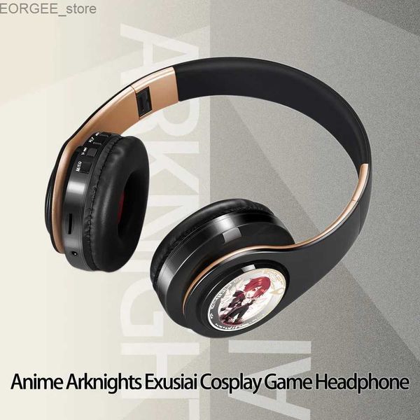 Cep Telefonu Kulaklıklar Cosplay Anime Arknights Exusiaie Kablosuz Bluetooth Kulaklık Üstünde Head Sport Cep Telefon Kulaklıkları Destek FM TF Kart Oynat Y240407