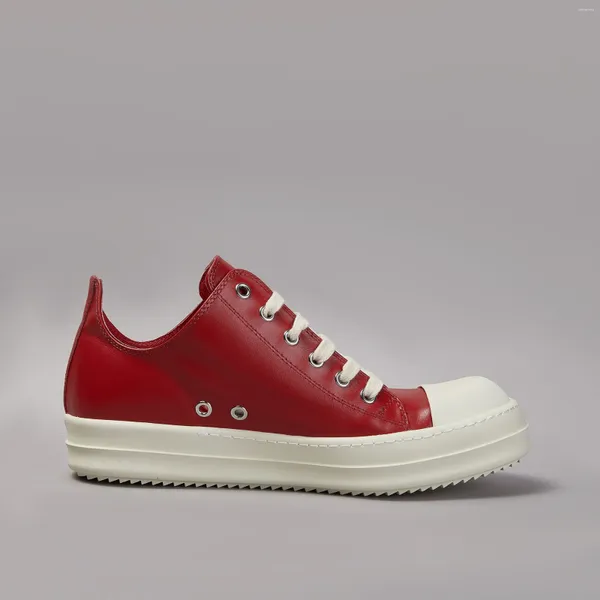 Gelegenheitsschuhe Marke Frauen Sneaker Low Top Round Männer Schuhqualität Rot Mode Designer Lederschnüre Dicke Sohle Luxus Street Wohnung