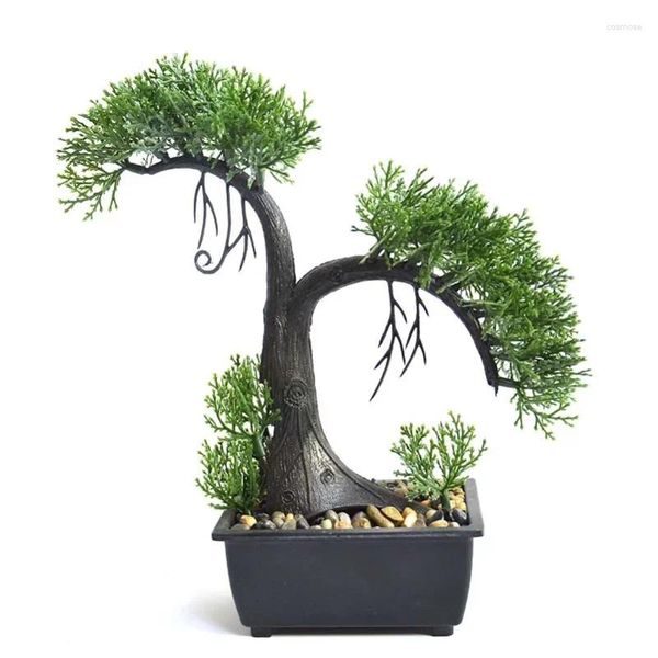 Fiori decorativi Piante di mini in pentola di plastica artificiale bonsai piccolo albero in vaso in vaso per casa decorazione da giardino