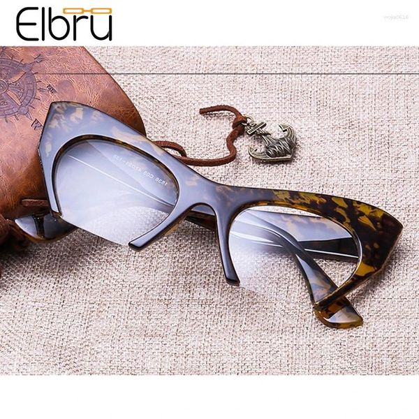 Óculos de sol Fios Elbru Women Women Cat Eye Glasses Faça moda moda de óculos ópticos de óculos coloridos para feminino liso claro