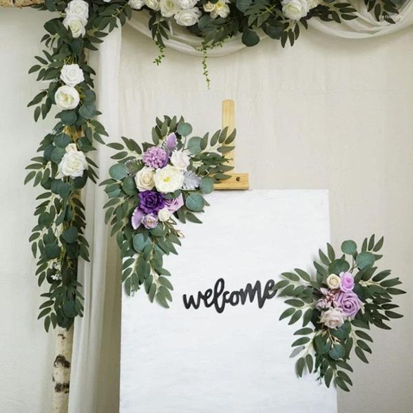 Flores decorativas Arco artificial Flor de 2 peças Supplies de casamento pendurado Decoração de tags ao ar livre água água