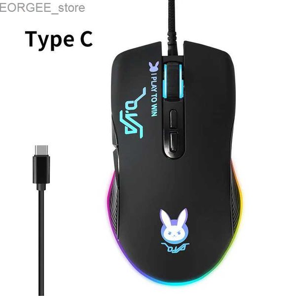 MICE Typ C Schnittstelle RGB Running Light Makro Definition Wired Game Mouse Y240407