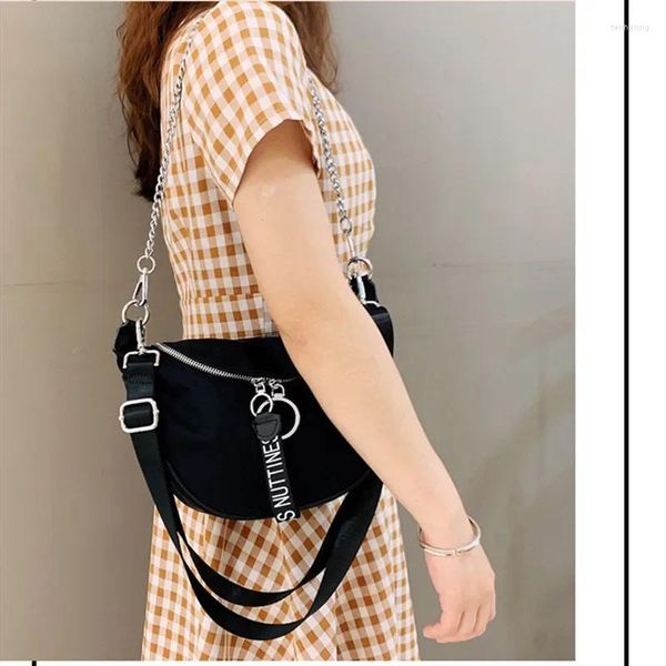 Bothes Women Fashion Exquisite Doppio anello con cerniera a doppia cerniera Mesh Black Blassa Braccia Ballouva CrossBodyBag Office Office ogni giorno