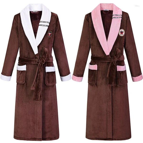 Abbigliamento da casa Amante Sleep Abbigliamento inverno in vernice inverno in vello da notte addensato abito in flanella lungo salotto di grandi dimensioni kimono accappatoio