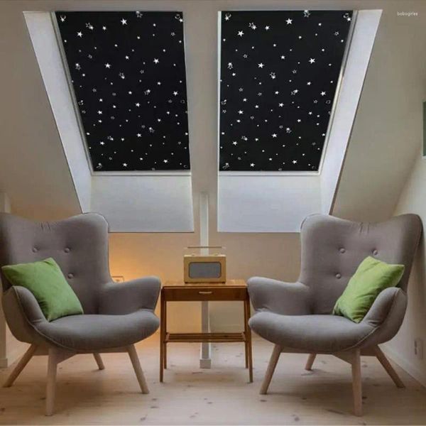 Adesivos de janela Blackout Curtain UV Block Star Moon Padrão Viagem removível