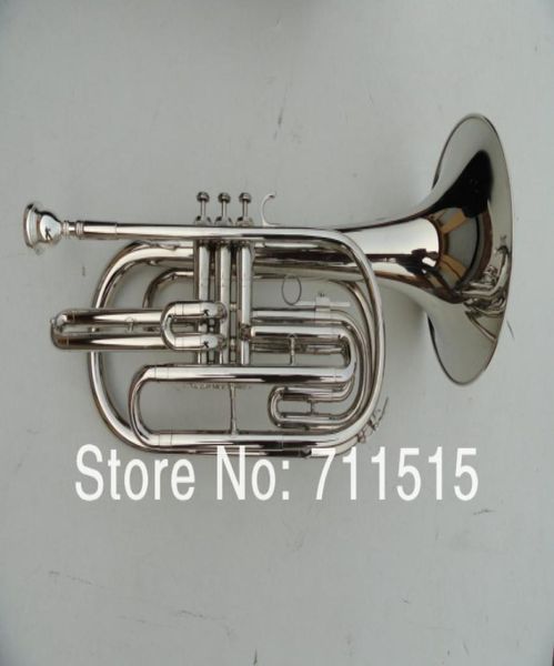 Versilberte marschierende Baritonhorn BB Messing Musikinstrument Horn mit Mundstück Nylon Case 9788673