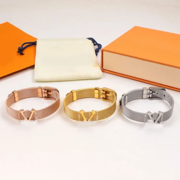 Pulseira de designer de marca de luxo feminino letra watch watch faix de cinturão de cinturões de cinturões de prata de aço inoxidável de aço inoxidável