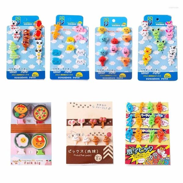 Einweg -Besteck Futterfrucht -Pick -Gabel Bento Box Mittagessen Dekoration 7 Stile Wählen Sie Partyzubehör Plastikmaterial