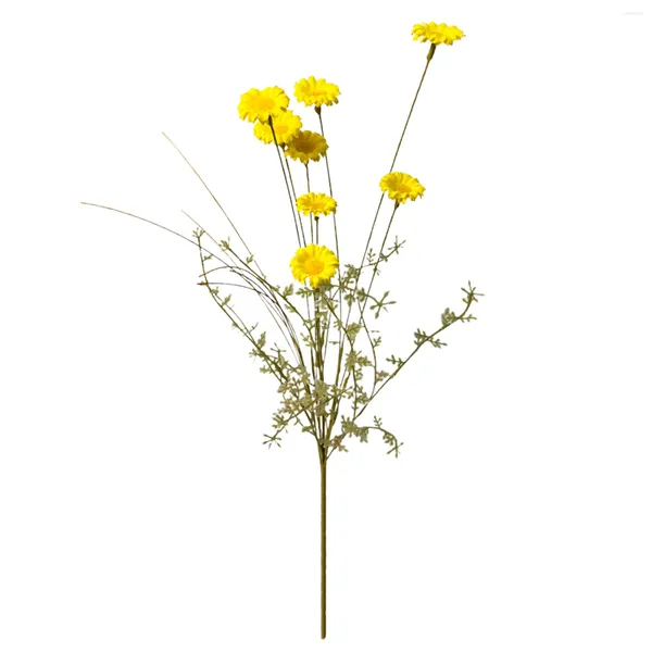 Fiori decorativi 1pc Daisies Catcheratori da sole 55 cm Daisy artificiale per decorazioni per nozze Filo di ferro realistico di seta gialla 8 piante d'acqua