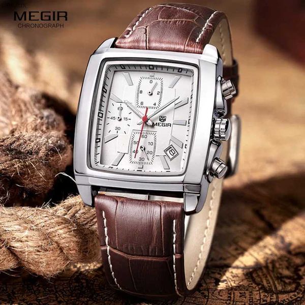 Altri orologi Megir Fashion Casual Temping Military Temping Quartz Mens Luxury impermeabile orologio in pelle simulato consegna gratuita per uomini 2028L240403