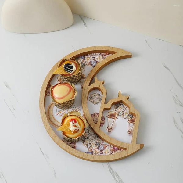 Placas Moon Star bandeja de madeira para festas em casa decoração festivo servir pratos celebrações férias elegantes