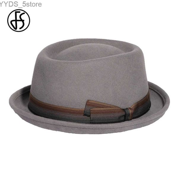 Unisex geniş ağzına kadar kötü şapka kovası fs rulo domuz turtası erkek gri caz şapka beyefendileri polar fedoras kilise panama gorras para hombres yq240407 ad