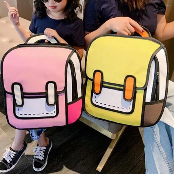 Bolsas de armazenamento 2D Desenho de anime Aluno Backpack fofo impermeável Bolsa de cinta ajustável meninos meninas garotas Daypack Travel Rucksack