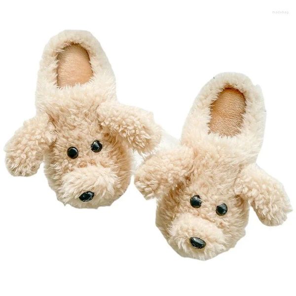 Slippers Warm Home Slipper 2024 Winter Funny Animal Cotton Cotton Solas grossas Solas não deslizantes Caso de pelúcia