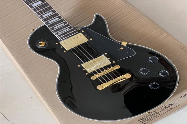 Top venduto Shop Black Beauty Black Gloss Black Electric Electric Ebony Binding Tret Bindings Humbucker Pickups9571750