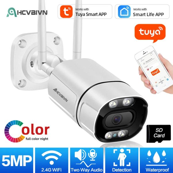 Telecamere impermeabili 5mp fotocamera ip hd hd wifi wireless sorveglianza proiettile cama a colore esterno della visione notturna di sicurezza della casa camara a 2 vie