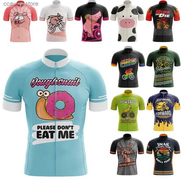 T-shirt maschile New Mens Cicling Jersey Tops Summer Bike Pro Bicyc BreathAb Clothing Short Seve H240407