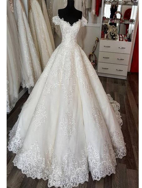 Elegante Kurzärmeles Hochzeitskleid mit Applikationen Schatz Open Back Tulle Lange Hochzeitskleider 2017 Custom gemachtes glamouröses Bridal7796757