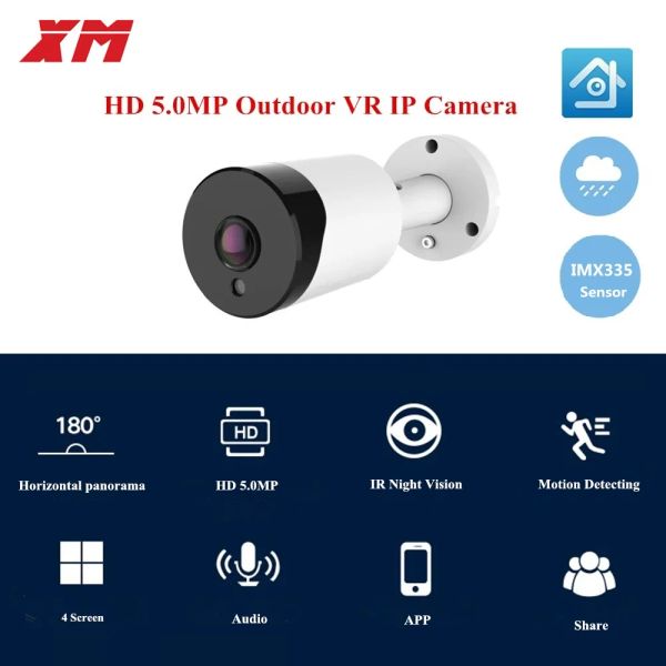 Câmeras HD 5MP Panorâmico de 180 graus VR Poe IP Camera Smart Ir Lights Cam Starlight Night Vision Câmera de segurança ao ar livre para Sony IMX335