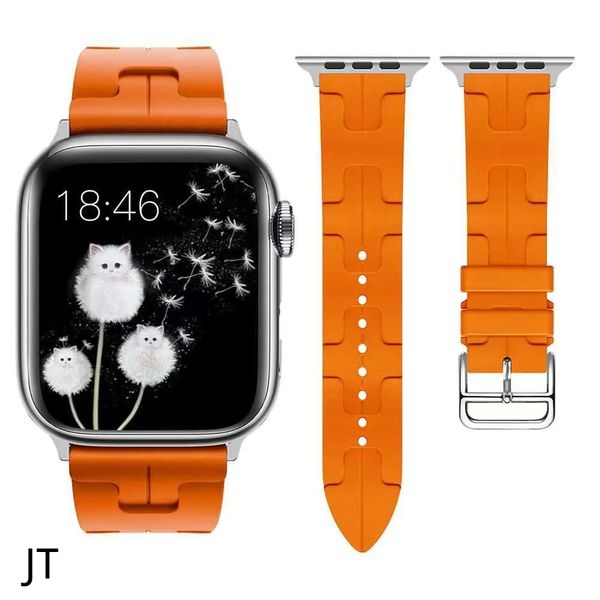 6T Easy Ersetzen Sie Silikonbänder H -Legierungsschnalle für Apple Watch Serie 1 2 3 4 5 6 7 8 9 Ultra SE Ultra2 38/40/41 mmm 42/44/45 mm 49 mm 8j8dd