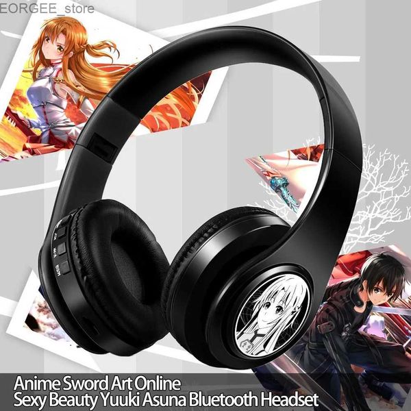 Cep telefonu kulaklıklar anime kulaklıklar sao kılıç sanat çevrimiçi seksi güzellik yuuki asuna kablosuz bluetooth kulaklık kafa monte fiş kart cep telefonu y240407