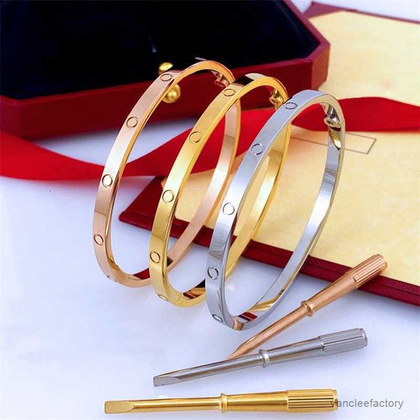 Liebe Bangl Armreifen Armband für Designerin Frauen Männer Cuff Gold Titanium Stahlarmbänder Silber Rose Mode Luxusschmuck mit Samtbeutel 7324