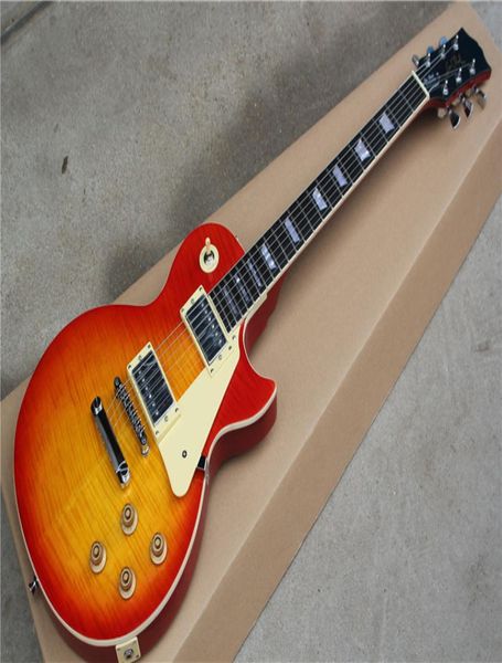Tiger Flame Maple Top Standard Mahagony Body Hals Red Sunburst E -Gitarre4181788