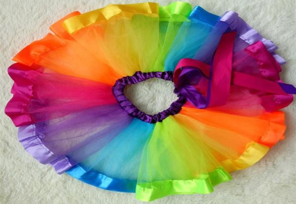 Abito arcobaleno bambine bambini bambini bambini che ballano tulle tutu gonne pettiskirt danza abbigliamento da ballo da ballo costume a5269360400