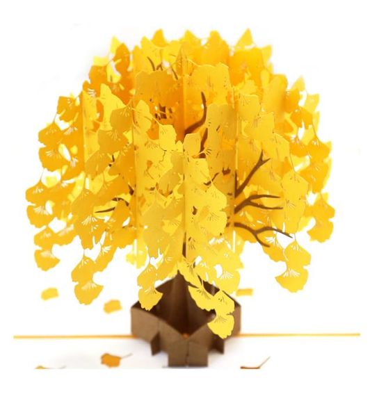 Cartões de felicitações em 3D Gold Ginkgo Folhas Pop -Up Cartão para Mom Wife Birthday, obrigado parabéns valentina039s dia crianças gif65305555