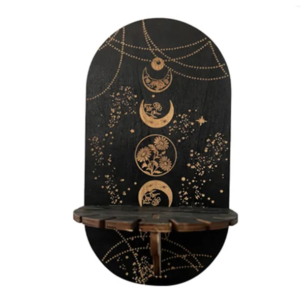 Dekorative Teller schwarzer Kristall -Display -Regal Hexenmaterial Holz Kit Hängende rustikale Ständer für Tür Wandschrank Fenster Veranda