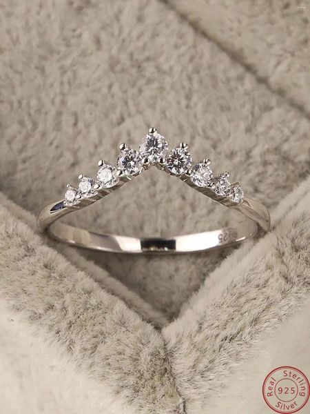 Clusterringe S925 Sterling Silber Little Princess Crown Diamond Ring Einfache Sen -Serie Frisch feine Hochzeit Engagement Geburtstag Geschenk
