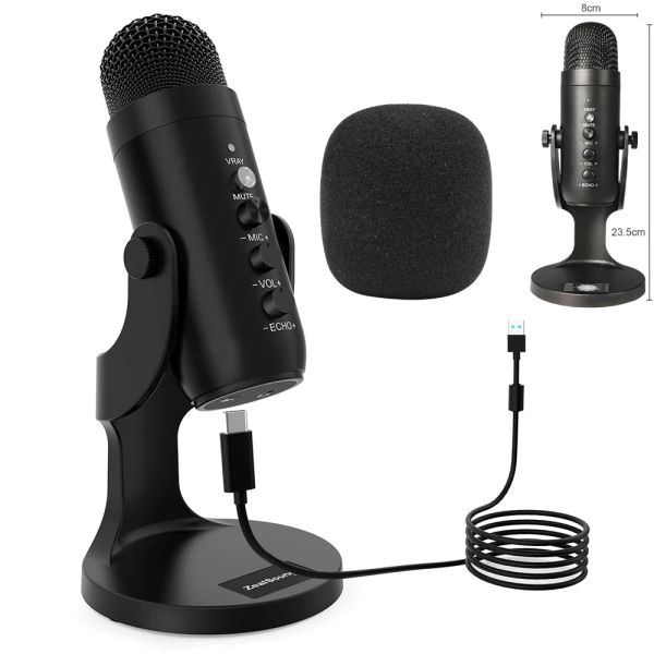 Microfones Profission Streaming Studio USB Microfone Gaming Podcasting Recordamento de vídeo Microfone condensador para PC Computer Karaokê microfone