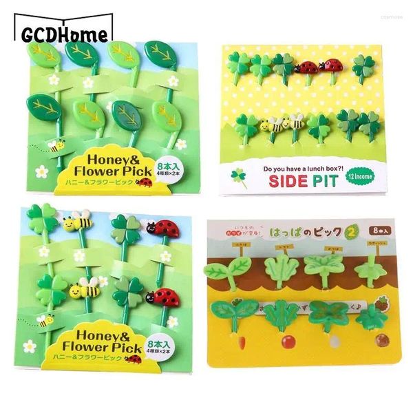 Gabeln 6-12pcs Kinder Obst Pick Kid Bento Essstäbchen Mini süße Tiere Pflanzen Snack Kuchen Dessert Zahnstocher Dekor