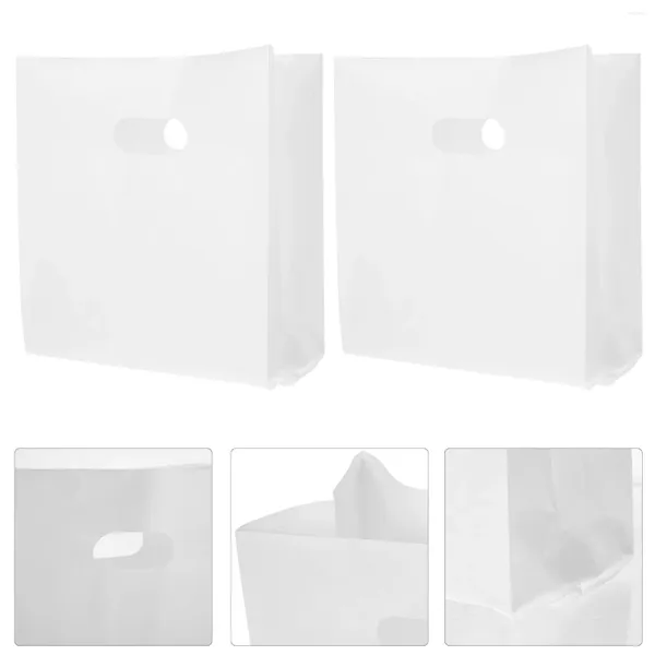 Aufbewahrungstaschen 50 PCs Plastiktüten Tasche Verpackung Retail Toast White Shopping Griffe Bulk Party Gefälligkeiten