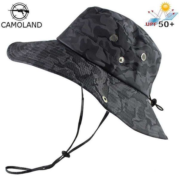 Weitkrempeln Hats Bucket UPF 50+Eimer Hut Herren Bob Boone Sommer UV Schutz Camo Militär Wanderwanderung Taktischer Außensonne Q240403